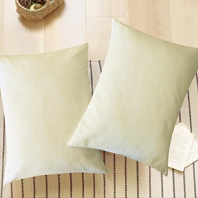 CaliTime Throw Pillow Covers Decorative 20 X 26 Inches Pack of 2 Cozy Chenille Standard Pillow Shams Cases for Couch Sofa Bed Living Room Home Beige-Ruum Studio Home