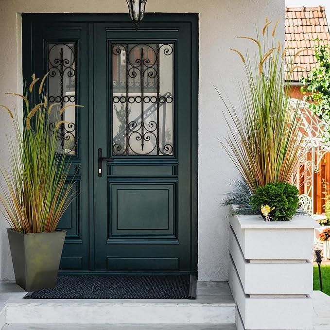 KOL Artificial 5ft 2-Pack Horsetail Reed Grass, 59in Tall Artificial Indoor Outdoor Fake Grass Plant, Home Office Décor Artificial Plants in Pot Faux Plant Greenery, Wedding Decor - Yellow-Ruum Studio Home