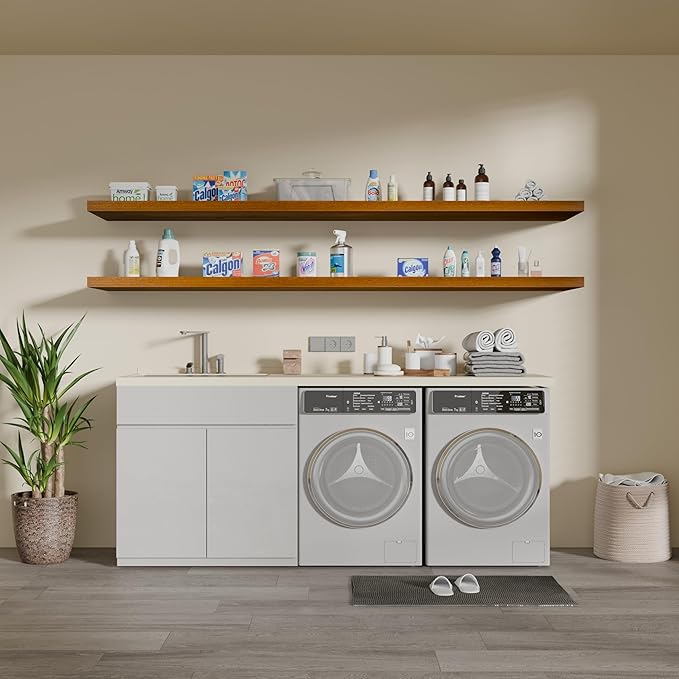 IAE Walnut Floating Wall Shelves 72 inch, Bathroom Shelves Wall Mounted,Invisible Shelves Floating Kitchen Shelves,Wooden Wall Shelves with Brackets for Living Room Wall Mounted,Easy Install,Set of 2-Ruum Studio Home