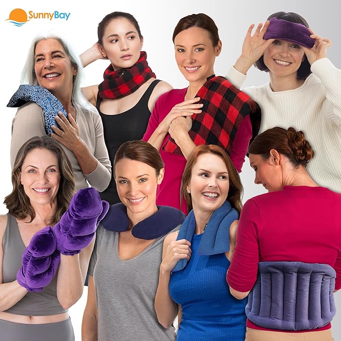 SunnyBay Small Microwave Heating Pad, Microwavable Versatile Cold/Heated Neck and Shoulder Wrap for Back Pain and More, Moist Heat Cotton-Fleece Pad, 6x11 Inches, Meadow & Melody Flowers, Pack of 2-Ruum Studio Home
