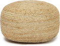 REDEARTH · Jute Circular Low Pouf Ottoman - Braided Pouffe Accent Sitting Round Footrest for Living Room, Bedroom, Nursery, kidsroom, Patio, Gym; 100% Jute (18"x18"x10"; Natural)-Ruum Studio Home