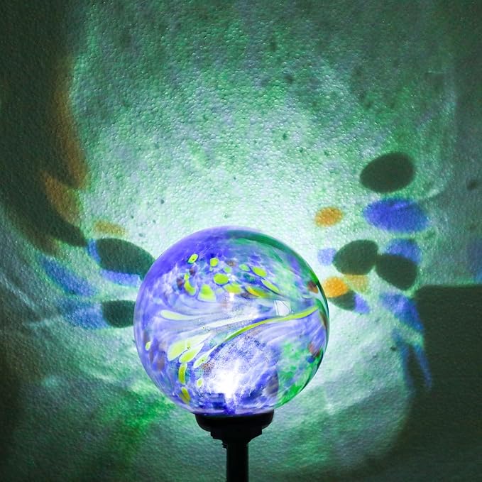 Solar Lights Outdoor Decorative Solar Outdoor Decorative Glass Ball Stakes Waterproof Garden Stake Glass LED Garden Globe Lights for Pathway Yard Lawn Decoration Blue-Ruum Studio Home
