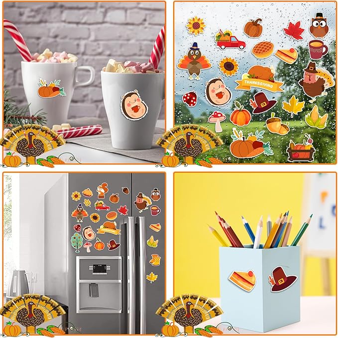 Window Clings Stickers for Kids Window Gel Clings Decals Thick Gel Clings Toddlers and Adults Classroom Home Nursery Airplane Birthday Party Supplies (Fall)-Ruum Studio Home