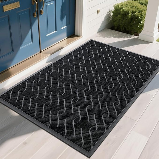 Yimobra Front Door Mat Outdoor Indoor 60x36, All-Season, All-Weather, Heavy Duty Welcome Door Mats Outside Entrance, Non Slip Porch Patio Entrance Mat, Black-Ruum Studio Home