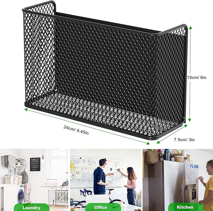 Magnetic Baskets Shelf Bins Organizer Holder Storage Rack Containers for Fridge, Whiteboard, Locker - Home Kitchen Laundry Office School-Ruum Studio Home