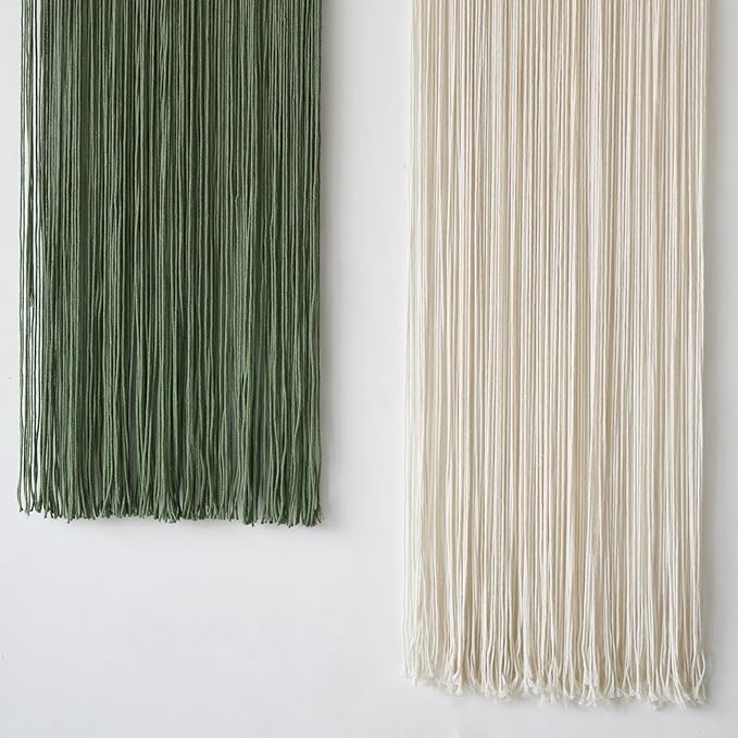 Flber 2 Pcs Macrame Wall Hanging Boho Decor Wall Tapestry Handmade Round Tassel 13.7" W x 51" L For Living Room Bedroom Headboard Decor-Ruum Studio Home