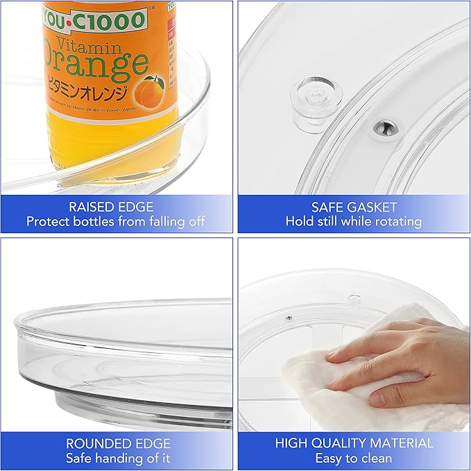 URALFA 2-Pack Lazy Susan Cabinet Organizer, Plastic Rotating Round Lazy Susan Turntable for Cabinet, Pantry, Countertop, Table, Fridge, 10.5 Inch-Ruum Studio Home