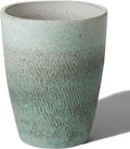 Emissary Bullet 9.5 in. Coastal Splash Ceramic Round Planter (9.5 in. L x 9.5 in. W x 12 in. H) with Drainage Hole-Ruum Studio Home
