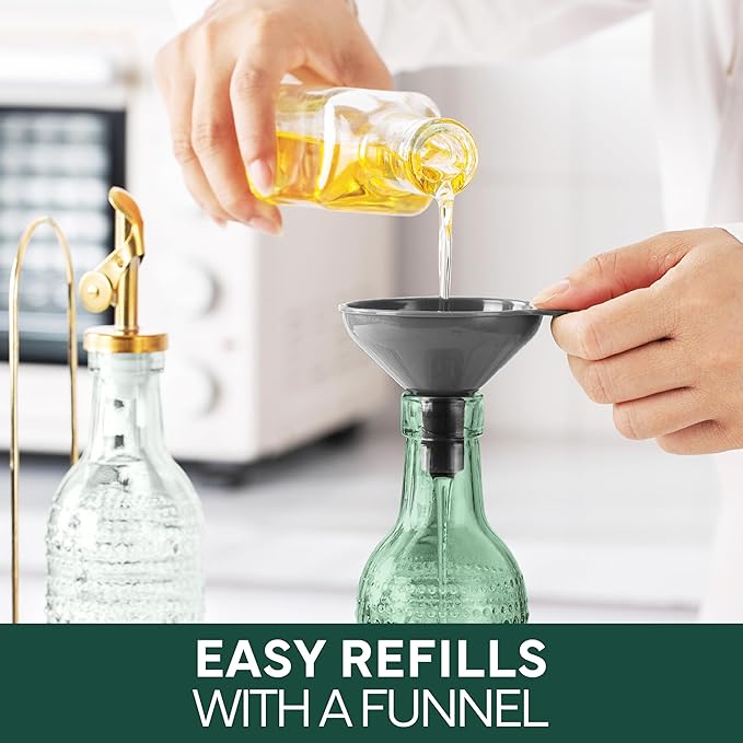 COOK WITH COLOR Glass Olive Oil Bottle Dispenser - 2 Pack- 17oz Oil and Vinegar Cruet - Olive Oil Carafe Decanter for Kitchen-Ruum Studio Home