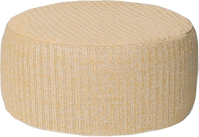 Outdoor Inflatable Ottoman with Air Pump, Fade-Resistant Patio Footrest Stool D21”x H9”, Round Pouf Ottoman with Portable Handle Suitable for Garden, Camping, Bedroom, Living Room-Ruum Studio Home
