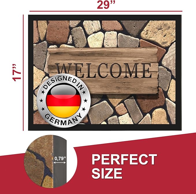 Floor Mat - for Indoor and Outdoor Use - Doormat - Non-Slip - Front Door Shoe Scraper - Size: 17x29-Ruum Studio Home