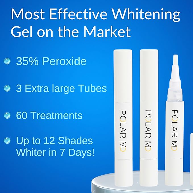 Polar MD Teeth Whitening Kit, Professional Teeth Whitener Gel Pens, 1YR. Supply, Compare to Whitening Strips. Powerful 32 LED Wireless Activating Light.-Ruum Studio Home