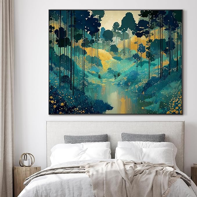 SIGNWIN 46"x60" Extra Large Framed Wall Art Whimsical Fantasy Forest, Vibrant Nature Landscape for Home Living Room Bedroom Decor (Frame Assembly Required)-Ruum Studio Home