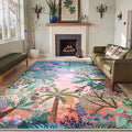 LIVEBOX Washable 6x9 Rug for Living Room, Soft Jungle Animal Print Rugs for Bedroom Aesthetic, Non Slip Purple Boho Rug Botanical Kids Rugs for Bedroom Girls,Stain Resistant Kid Rug for Playroom-Ruum Studio Home