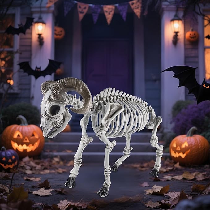 DR.DUDU Goat Skeletons Halloween Decorations – 26 Inch Long Life Size Skeleton Animals for Outdoor, Yard, Lawn Decor - Realistic Farm Skeleton Goat Party Props Scary Halloween Décor-Ruum Studio Home