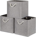 Bidtakay Grey Baskets Foldable Storage Cube Bins 13x13x13 Cube Storage Organizer Closet Set of 3 Fabric Storage Baskets for Home Office Large Baskets for Nursery Baby Toy Storage-Ruum Studio Home