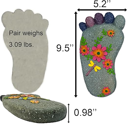 Stepping Stones - Resin Footprint Shaped Set of 2 (Light Gray)-Ruum Studio Home
