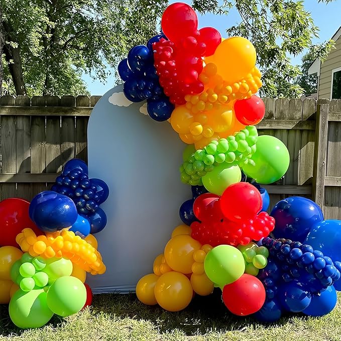 Red Blue Green Yellow Balloons 12 Inch Assorted Rainbow Latex Balloons Primary Color Red Blue Yellow Green Polka Dot Colorful Balloon for Kids Birthday Baby Shower Carnival Circus Party Decor-Ruum Studio Home