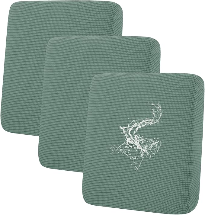 hyha Waterproof Couch Cushion Covers for Pets, Non Slip Sofa Seat Cover for Dogs Washable, Soft Thick Stretch Jacquard Fabric, Sofa Slipcovers with Elastic Bottom (3 Pieces, Green)-Ruum Studio Home