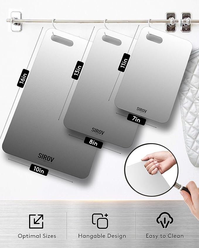 Titanium Cutting Board, 100% Pure Titanium Cutting Boards For Kitchen, Best Non Toxic titanium chopping board, Dishwasher safe, Hygiene and Durability for Meat, Fruit, and Vegetables (3PCS)-Ruum Studio Home