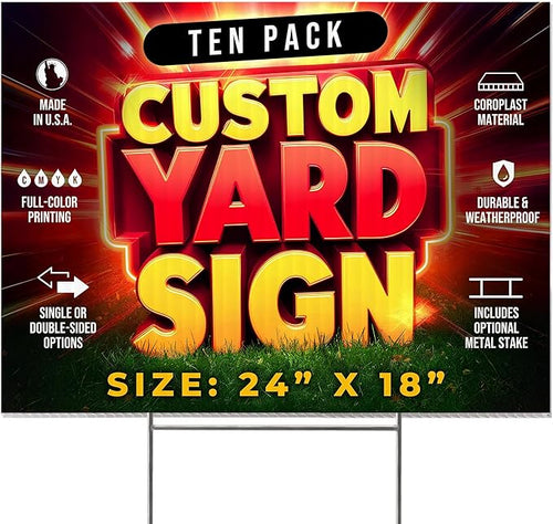 10 Pack 24"x18" Custom Yard Signs with Stakes, Personalized Yard Signs for Outdoors, Customized Full Color Print Corrugated Signs for Business-Ruum Studio Home