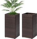 LEWIS&WAYNE Set of 2 Tall Planters for Outdoor Plants Handmade 24'' Wicker Tall Square Planter Box with Removable Liners Modern Planter for Indoor Outdoor Garden Patio Front Porch - Brown-Ruum Studio Home