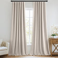 MIULEE 100% Blackout Curtains 120 Inch Long 2 Panels Set for Bedroom, Thick Luxury Faux Linen Black Out Curtain Room Darkening Back Tab Pleat Window Textured Drapes with Hooks for Living Room, Beige-Ruum Studio Home