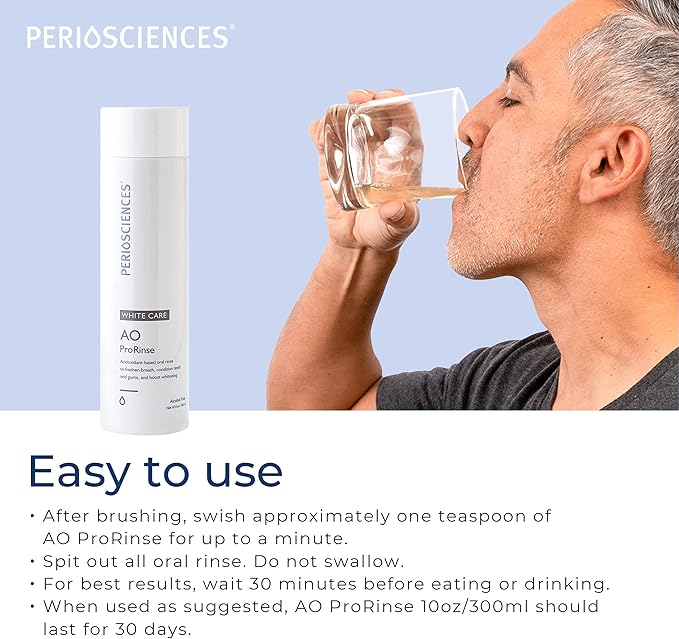 PerioSciences AO ProRinse White Care Whitening Mouthwash with Antioxidants – Oral Rinse for Gum Health, 10 Fl Oz / 300ml-Ruum Studio Home
