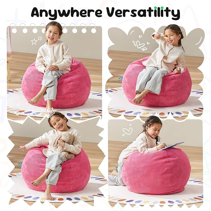 Hobestluk 2.5FT Bean Bag Chair Beanbags Small Bean Bag Chair with Filler Included Teardrop Bean Bag with Removable Cover for Bedroom Living Room (Small, Pink)-Ruum Studio Home