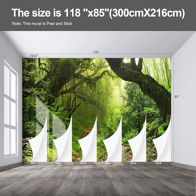 Forest Landscape Wall murals Woodland Tree Peel and Stick Wallpaper for Bedroom Living Room - 85"x118"-Ruum Studio Home