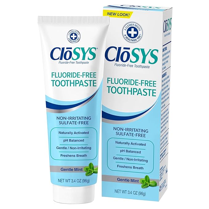 CloSYS Fluoride Free Toothpaste, 3.4 Ounce, Travel Size, Gentle Mint, TSA Compliant, Whitening, Enamel Protection, Sulfate Free-Ruum Studio Home