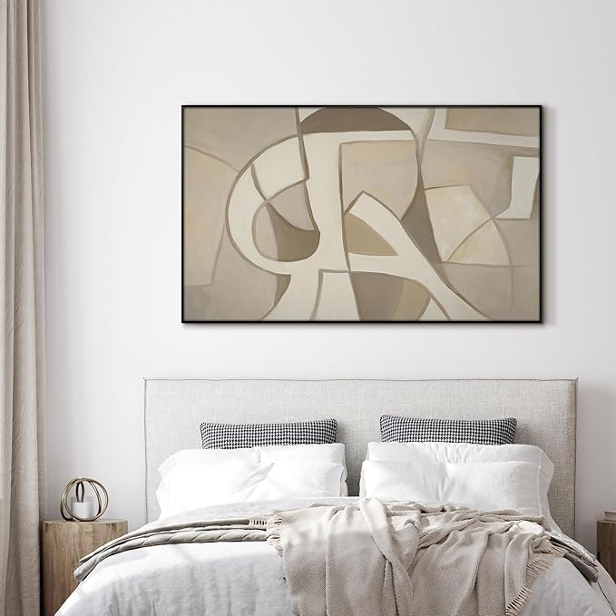 SIGNWIN 30"x60" Extra Large Framed Wall Art Neutral Abstract Geometric in Mid-Century Style, Retro-Inspired Design for Home Living Room Bedroom Decor (Frame Assembly Required)-Ruum Studio Home