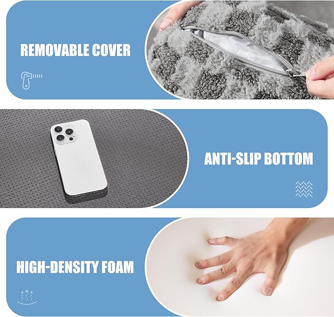 Hobestluk Rectangle Ottoman Memory Foam Footrest for Couch with Removable Cover Large Floor Seating for Adults Ottoman Coffee Table for Living Room, Bedroom or Office (Plush Grey, Footrest)-Ruum Studio Home