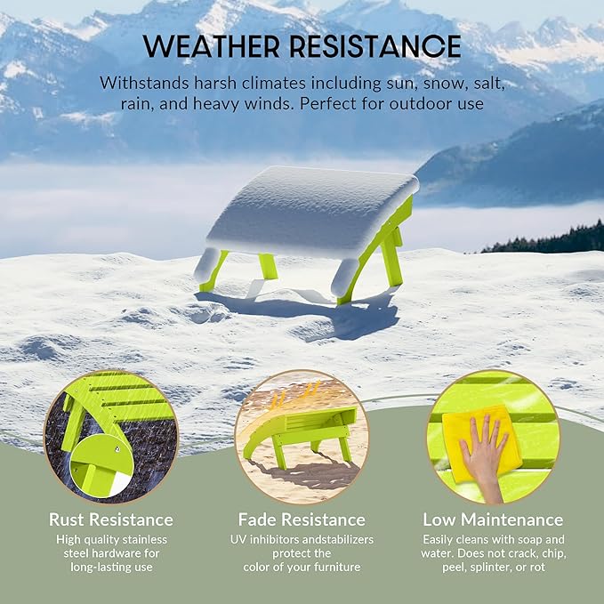 WestinTrends Dylan Outdoor Patio HDPE Adirondack Ottoman Footrest, Lime-Ruum Studio Home