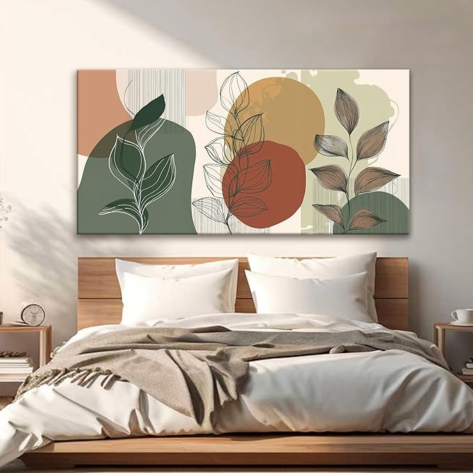 Tsomzxng Canvas Art Wall Decor Abstract Boho Wall Art For Living Room Modern Century Canvas Prints Paintings Pictures Green Botanical Bohemain Wall Art For Hotel Home Wall Artwork 24x48 Inch-Ruum Studio Home