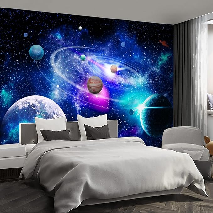 Planet Wall murals Peel and Stick Galaxy Wallpaper for Bedroom Nursery Room - 96"x137"-Ruum Studio Home