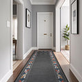 Beverly Rug Outdoor Runner Rug 2x7 Modern Floral Bordered Area Rugs for Indoor and Outdoor Patio Easy to Clean Non Shedding Living Room Porch Garden Washable Outside Carpet (2 x 7 Dark Gray)-Ruum Studio Home