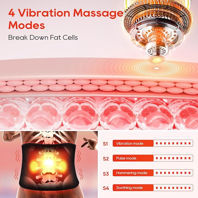 Morfone Red Light Therapy Belt, Cordless Infrared Light Therapy Pad for Body Heating Vibration Rechargeable Waist Wrap with Controller/Timer, 660nm&850nm, for Back Shoulder Muscle Pain Relief-Ruum Studio Home