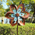 Garden Wind Spinner,Flower Wind Spinner,Outdoor Metal Wind Sculpture & Spinner Large 23 inch Dia 84 inch Height Kinetic Windmill for Garden Yard-Ruum Studio Home