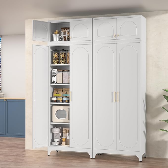 Wall Cabinet with Doors, Small Hanging Cabinet for Kitchen Pantry, Metal Overhead Cabinets for Dining, Living Room, Bathroom, 16" D x 32" W x 15" H, White, Assembly Required-Ruum Studio Home
