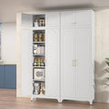 Kitchen Pantry Cabinet, 90" Tall Metal Pantry Cabinet, Food Cupboards with Doors and Shelves, Freestanding Storage Cabinets for Dining, Living Room, 16"D x 32"W x 90"H, White, Assembly Required-Ruum Studio Home