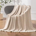 MIULEE Beige Super Soft Throw Blanket for Bed, Twin Size Cozy Fluffy Warm Blankets Knit Blankets for Couch, Sofa, Chair, Living Room, Camping, Picnic, 60 x 80 inch-Ruum Studio Home