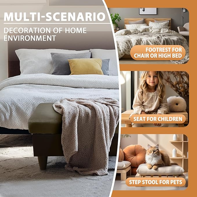 Ottoman Rectangular Storage Ottoman Bench, Flannel Footrest Stool Footstool with Lid for Living Room, Bedroom, Entryway, Taupe&Black, 35"x23.5"x17.5"-Ruum Studio Home