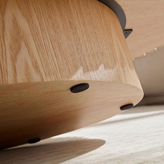 Oval Coffee Table for Living Room, Modern Fluted Coffee Tables with Pedestal Base, Handcrafted Centre Tea Tables Easy Assembly-43.7" Natural-Ruum Studio Home