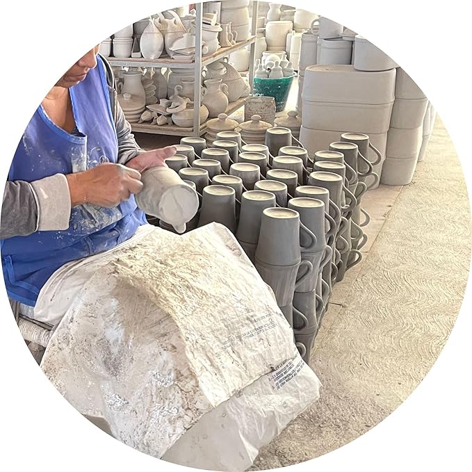 Encantada Handmade Hand-Painted Authentic Mexican Pottery Mugs (2-pack, Gold)-Ruum Studio Home