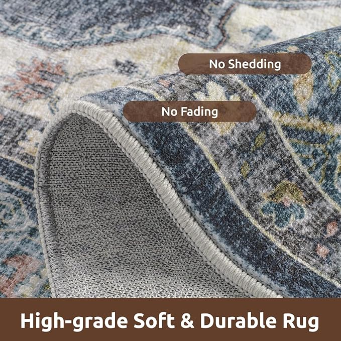 AMOAMI-Area Rug 5X7 Rugs for Living Room-Vintage Soft Blue Rugs for Bedroom-Non Slip Carpet-Machine Washable Rug for Dining Room Living Room Bedroom Office Under Table-Ruum Studio Home