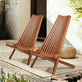 IDZO Elina FSC Eucalyptus Tamarack Chairs, 22.5x31.5x36 in, Weatherproof Wood, Lightweight 19 lb Design, Folding High-Backrest, Natural Finish – Ideal for Patio Furniture Set or Outdoor Furniture-Ruum Studio Home