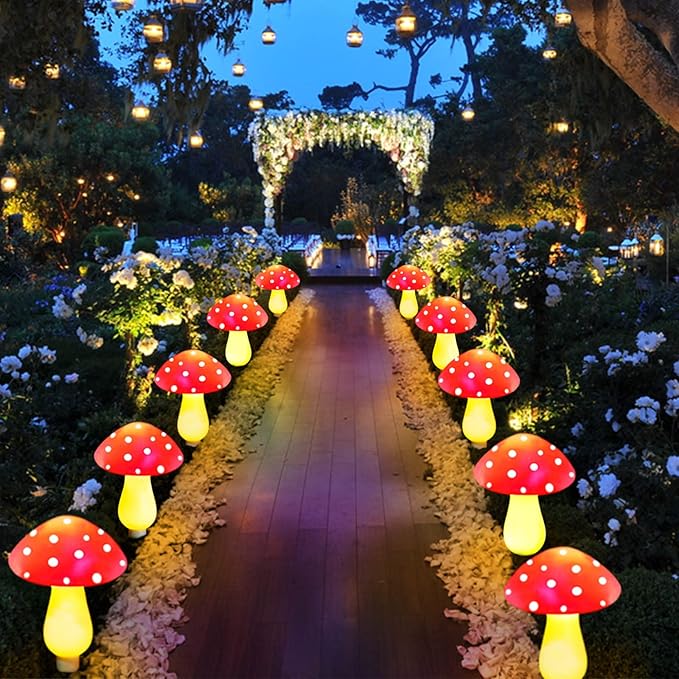 8-Pack Red Solar Mushroom Lamp, 8 Modes, Outdoor Waterproof, for Garden Decor, Christmas, Halloween, Yard, Lawn-Ruum Studio Home