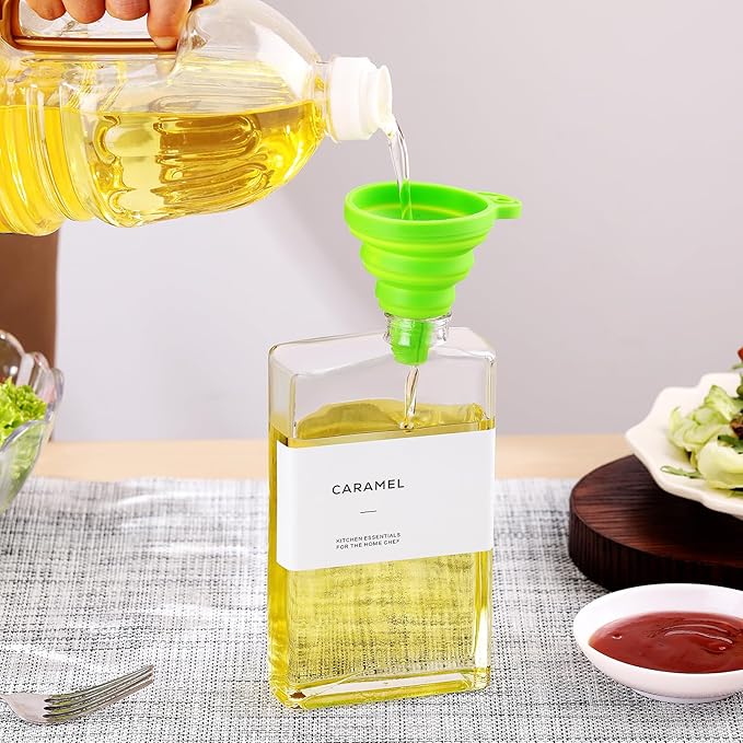 Olive Oil Dispenser Bottle for Kitchen, 3 Pack Glass Oil and Vinegar Dispenser Set, Elegant Book Design, Durable, Leak-Proof, Easy-Pour Spouts, Perfect for Kitchen, Dining Table (12oz)-Ruum Studio Home