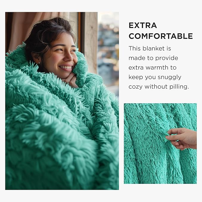 Bedsure GentleSoft Fluffy Aruba Blue King Size Blanket for Bed, Thick Soft Sherpa Faux Fur Fleece Bedding Fuzzy Plush Winter Warm Heavy Big Large King Blanket, Cozy Blue Gifts for Men Women, 108x90-Ruum Studio Home